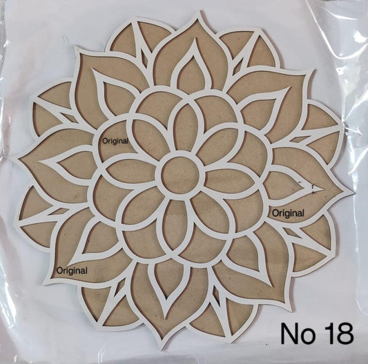 Reusable Rangoli Mat in lotus designs with Wooden Base MDF 12 Inch Easy to Use Rangoli Stencil